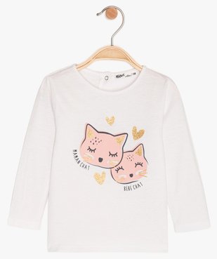Tee-shirt bébé fille manches longues imprimé en coton bio vue1 - GEMO C4G BEBE - GEMO