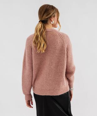 Gilet à col rond en grosse maille femme vue3 - GEMO 4G FEMME - GEMO