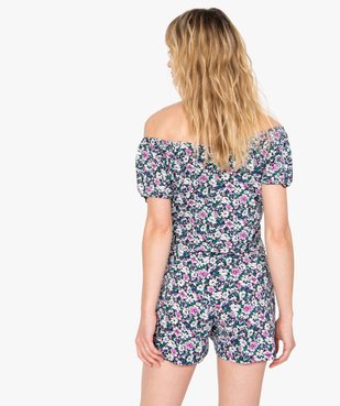 Haut de pyjama femme à motifs fleuris – LuluCastagnette vue3 - LULUCASTAGNETTE - GEMO