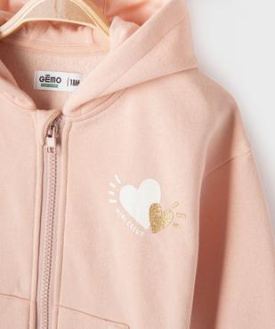Sweat à capuche fermeture zippée aimantée bébé fille vue5 - GEMO 4G BEBE - GEMO