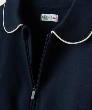 Sweat zippé en molleton à col Claudine fille vue2 - GEMO 4G FILLE - GEMO