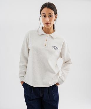 Sweat col polo en molleton doux avec col chemise amovible femme - LuluCastagnette vue1 - LULUCASTAGNETTE - GEMO