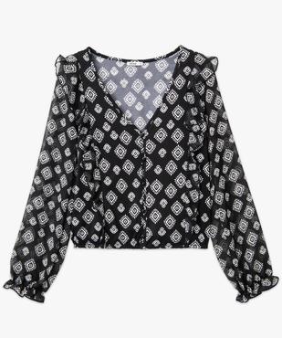 Tee-shirt femme imprimé à manches longues en voile et volants vue4 - GEMO(FEMME PAP) - GEMO