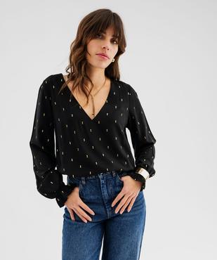 Blouse fluide à col V et motifs pailletés femme vue1 - GEMO(FEMME PAP) - GEMO