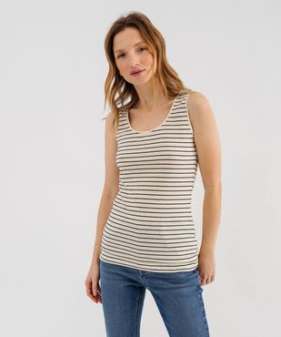 Débardeur en coton stretch à rayures femme vue4 - GEMO 4G FEMME - GEMO