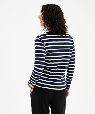 Sweat grossesse et allaitement rayé à côtés zippés vue3 - GEMO (MATER) - GEMO