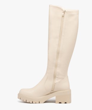 Bottes femme unies à talon large avec tige souple montante vue3 - GEMO(URBAIN) - GEMO