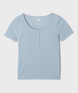 Tee-shirt manches courtes en maille côtelée fille vue1 - GEMO 4G FILLE - GEMO