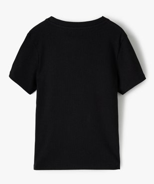 Tee-shirt fille en maille côtelée à manches courtes vue3 - GEMO C4G FILLE - GEMO