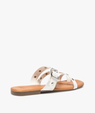Mules femme à talon plat et brides croisées à clous vue4 - GEMO (CASUAL) - GEMO