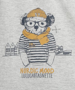 Tee-shirt bébé garçon à manches longues imprimé ourson - LuluCastagnette vue2 - LULUCASTAGNETTE - GEMO