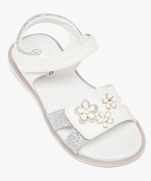 Sandales fille à scratch avec fleurs fantaisie et détails pailletés vue5 - GEMO (ENFANT) - GEMO