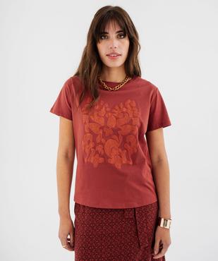 Tee-shirt manches courtes avec motif scintillant femme vue3 - GEMO(FEMME PAP) - GEMO