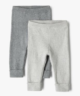 Pantalon bébé en maille côtelée (lot de 2) vue1 - GEMO(BB COUCHE) - GEMO