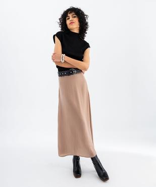 Jupe longue en matière satinée femme vue4 - GEMO 4G FEMME - GEMO