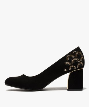 Escarpins femme en suédine avec talon et détails métallisés vue3 - GEMO(URBAIN) - GEMO