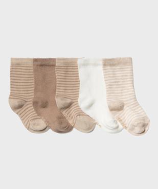 Chaussettes unies et rayées bébé (lot de 5) vue1 - GEMO 4G BEBE - GEMO