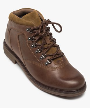 Boots homme avec dessus cuir lisse et lacets montagne vue5 - GEMO (CASUAL) - GEMO