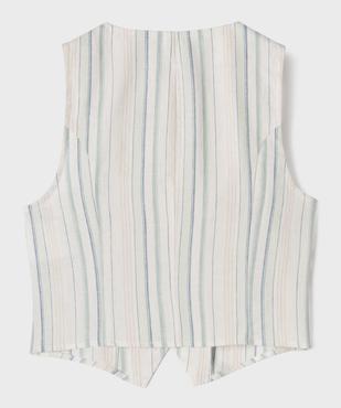 Gilet de costume sans manches en lin fille vue3 - GEMO (JUNIOR) - GEMO