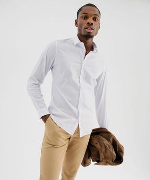 Chemise unie coupe slim en coton stretch homme vue7 - GEMO 4G HOMME - GEMO