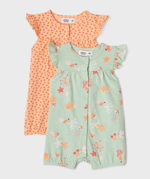 Combishort imprimé bébé fille (lot de 2) vue1 - GEMO 4G BEBE - GEMO