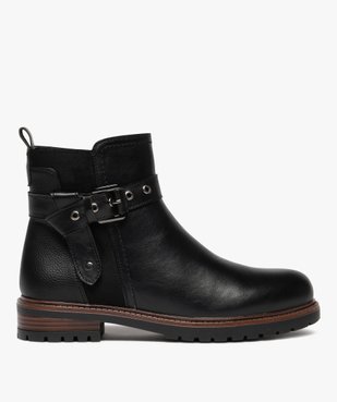 Boots femme à zip et détails suédés avec bride fantaisie  vue2 - GEMO (CASUAL) - GEMO