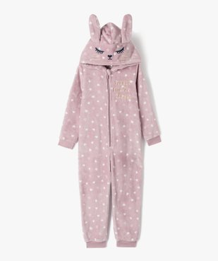 Combinaison pyjama à capuche à motifs coeurs fille vue1 - GEMO (ENFANT) - GEMO