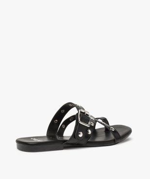 Mules femme à talon plat et brides croisées à clous vue4 - GEMO (CASUAL) - GEMO
