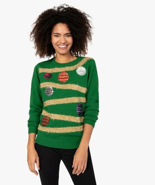 Pull de Noël femme à motifs guirlandes et boules décoratives vue1 - GEMO(FEMME PAP) - GEMO
