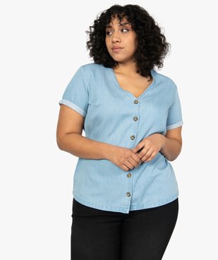 Chemise femme grande taille en jean à smocks vue1 - GEMO 4G GT - GEMO