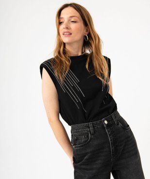 Tee-shirt à épaulettes avec studs sur l’avant femme vue2 - GEMO(FEMME PAP) - GEMO