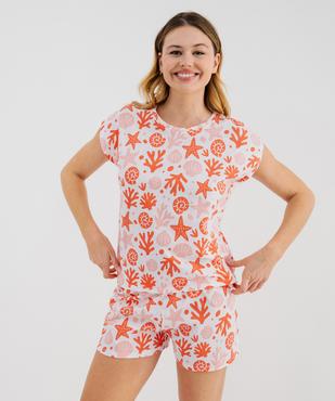Ensemble pyjashort en coton à motifs marins femme vue1 - GEMO 4G FEMME - GEMO