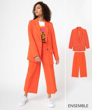 Ensemble orange blazer et pantalon pour femme  - GEMO
