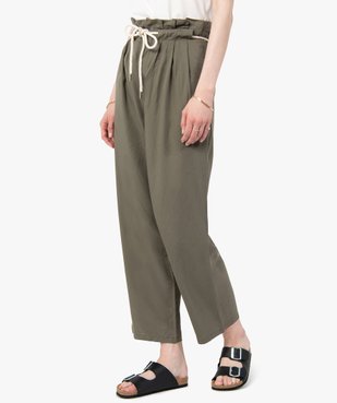 Pantalon femme en Lyocell avec ceinture en corde vue1 - GEMO 4G FEMME - GEMO