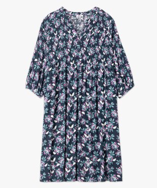 Robe femme grande taille imprimée à smocks et manches 3/4 vue4 - GEMO (G TAILLE) - GEMO