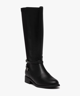 Bottes femme unies bi-matières avec brides fantaisie vue2 - GEMO (CASUAL) - GEMO