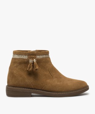 Boots fille zippés dessus cuir pompons et bordure pailletés vue1 - Nikesneakers (ENFANT) - Nikesneakers