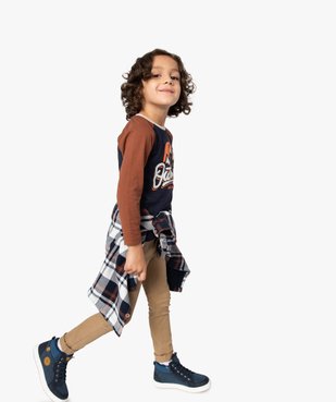 Tee-shirt garçon à manches longues multicolore à motif velours vue6 - GEMO (ENFANT) - GEMO