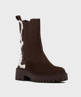 Boots Chelsea h hautes à semelle crantée femme vue2 - SANS MARQUE - GEMO