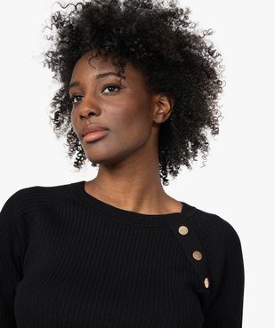 Pull femme à manches courtes en maille côtelée vue1 - GEMO(FEMME PAP) - GEMO
