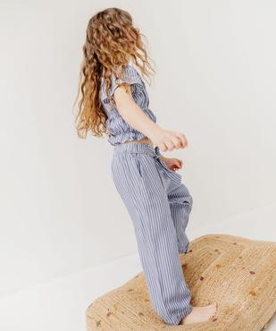 Pantalon fluide à rayures coupe ample fille vue6 - GEMO 4G FILLE - GEMO