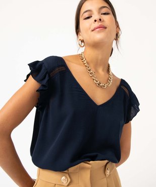 Blouse femme sans manches à volants et dentelle vue2 - GEMO(FEMME PAP) - GEMO