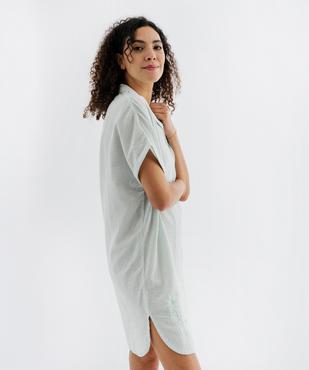Chemise de nuit en seersucker à petits carreaux femme vue3 - GEMO(HOMWR FEM) - GEMO