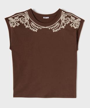 Tee-shirt sans manches avec broderie sur le col femme grande taille vue1 - GEMO (G TAILLE) - GEMO