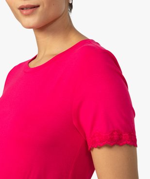 Tee-shirt femme à manches courtes finitions dentelle vue6 - GEMO(FEMME PAP) - GEMO
