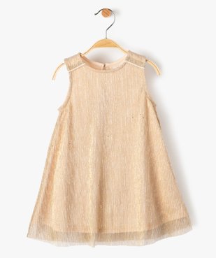 Robe bébé fille en maille plissée et pailletée vue1 - GEMO(BEBE DEBT) - GEMO