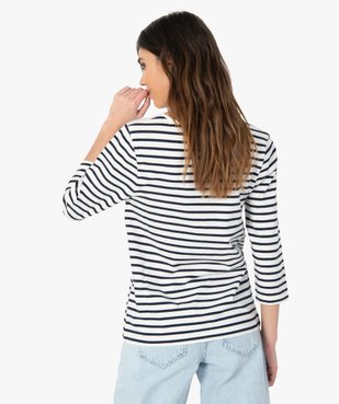 Tee-shirt femme rayé à manches 3/4 vue3 - GEMO(FEMME PAP) - GEMO