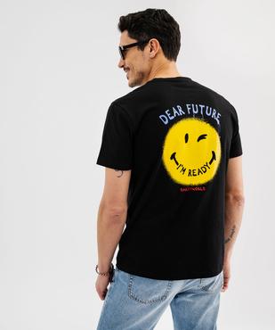 Tee-shirt manches courtes en coton grand imprimé dos homme - Smiley World vue3 - SMILEY WORLD - GEMO