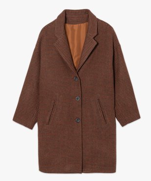 Manteau femme en drap de laine motif pied-de-poule vue4 - GEMO(FEMME PAP) - GEMO