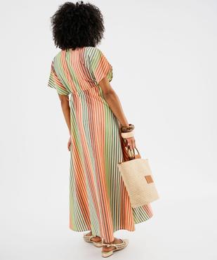 Robe longue et ample à manches courtes en popeline de coton rayée femme vue4 - GEMO(FEMME PAP) - GEMO